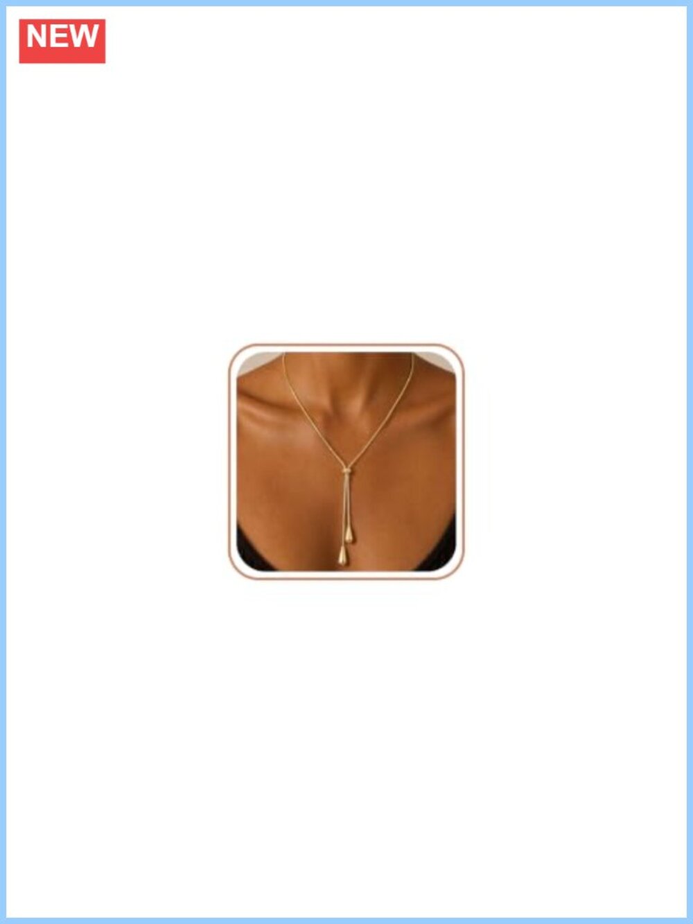 14K Gold Plated Brass Y Lariat Necklace Adjustable Long Drop Pendant